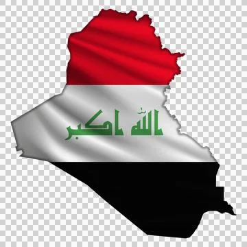Flag Iraq in the form of a map Stock Illustration