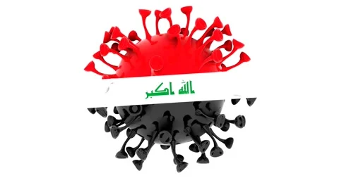 Flag of Iraq on Seamless looping 3D animation of the covid-19 Corona Virus Stock Footage 166462764
