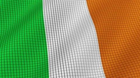 Flag of Ireland is developing waves. Looped. Full HD 1080. Stock Footage 55157547