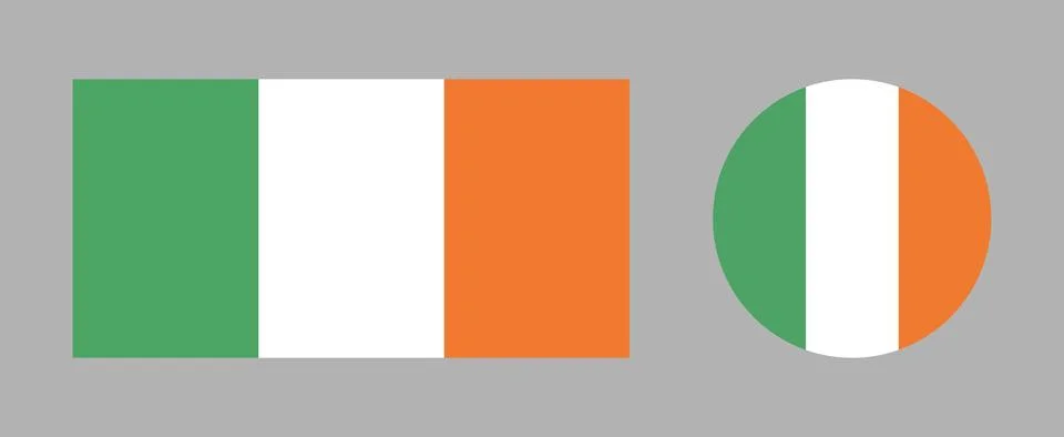 Flag of Ireland. Flag rectangle, circle icon set. Round, rectangular Irish flag Illustrazione stock