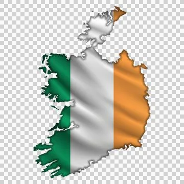 Flag Ireland in the form of a map Stock Illustration