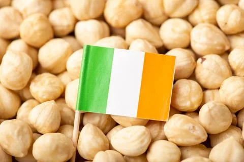 Flag of Ireland on hazelnut Stock Photos