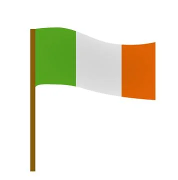 Flag of Ireland, icon flat style. St. Patrick's Day symbol. Isolated on whi.. Stock Illustration