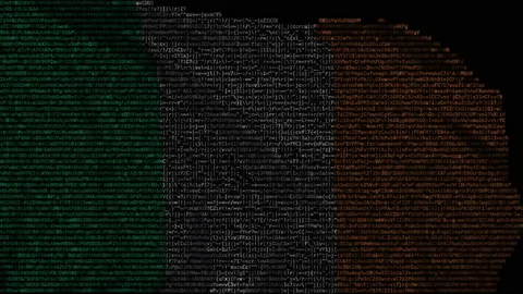 Flag of Ireland made of computer code, looping animation Stock Footage 145285181