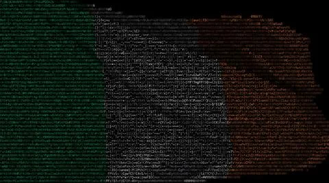 Flag of Ireland made of computer code, 3d rendering Illustrazione stock