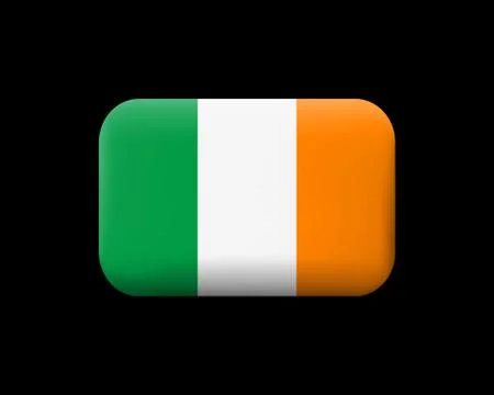 Flag of Ireland. Matted Vector Icon and Button. Rectangular Shape Stock Illustration