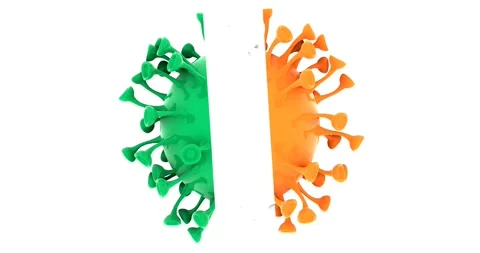 Flag of Ireland on Seamless looping 3D animation of the covid-19 Corona Virus Stock Footage 166462759