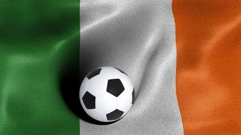 Flag of Ireland with Soccer Ball Stock Illustration