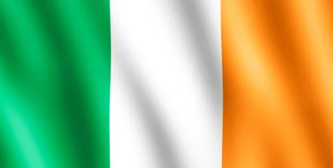 Flag of Ireland waving in the wind Stock Illustration