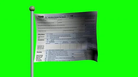 Flag With IRS 1040 Form Waves Before a Green Screen 库存影片 59670565