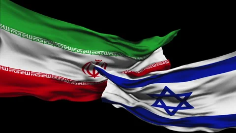 Flag of the Islamic Republic of Iran, and The flag of Israel Stock Footage 329306116