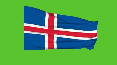 Flag of Island on a green screen. 3D animation. Stock Footage 191990909