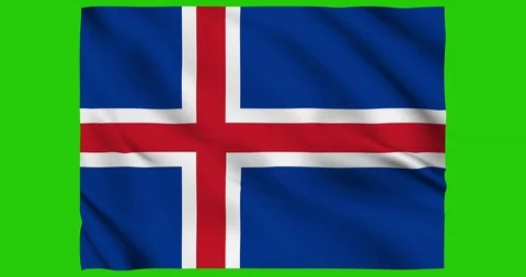 Flag of Island waving on a samless loop over an easily removable background Stock Footage 98371852
