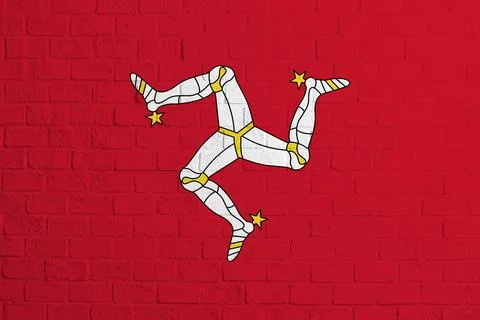 Flag of Isle of Man. Brick wall texture of the flag of Isle of Man Stock Illustration