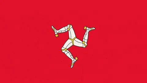 Flag of Isle of Man. Mann flag on fabric surface Stock-Illustration