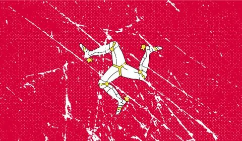 Flag Isle of man with old texture. Vector Stock Illustration