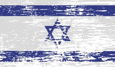 Flag of Israe with old texture. Vector Illustrazione stock