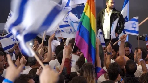 The flag of Israel and the flag of pride, Waving flags 스톡 동영상 110841058