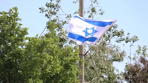 Flag of Israel flapping on wind Stock Footage 49940162