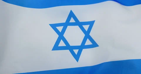 The flag of Israel flies in the wind. Close-up. Stock Footage 146443671