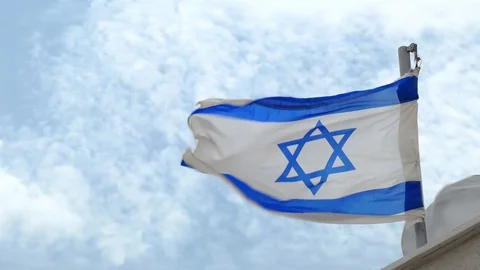 Flag of Israel fluttering in a wind Stock Footage 90965966