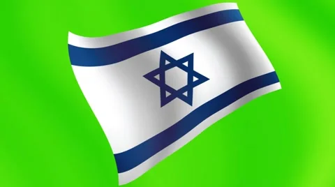 Flag Israel on a green background Stock Footage 41239563
