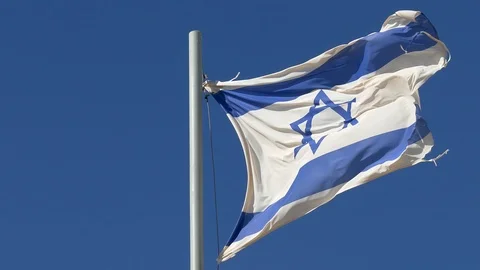 Flag of Israel moving at wind Stock Footage 95734583