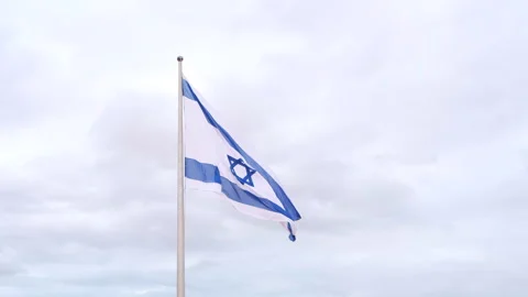 Flag of Israel at the top of Masada Stock Footage 242291290