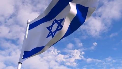 Flag Israel waving in wind Stock Footage