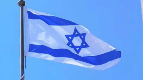 Flag of Israel waving on the wind Stock Footage 283110239