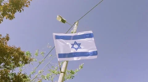 Flag of Israel on wind Stock Footage 49293654