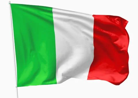Flag of italy on flagpole Stock Illustration