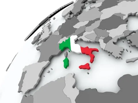 Flag of Italy on grey globe Stock Illustration