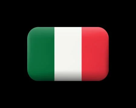 Flag of Italy. Matted Vector Icon and Button. Rectangular Shape Stock Illustration