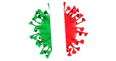 Flag of Italy on Seamless looping 3D animation of the covid-19 Corona Virus Stock Footage 166462838