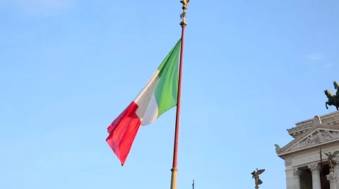 Flag of Italy, waving in the wind, on the sky Stock Footage 46500360