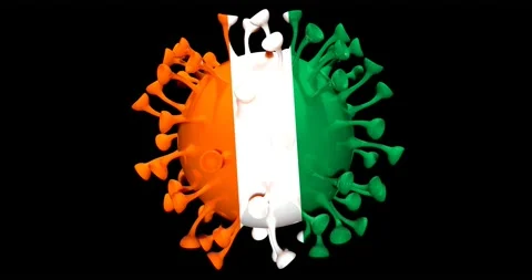 Flag of Ivory Coast on Seamless looping 3D animation of the Corona Virus Stock Footage 166462921
