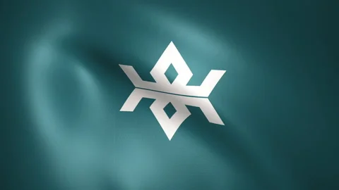 The Flag of Iwate Prefecture Waving in the Wind (CG | LOOP) Stock Footage 176281760