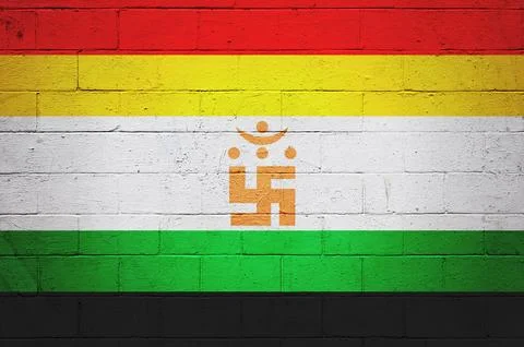 Flag of the Jainism painted on a wall Stock Illustration