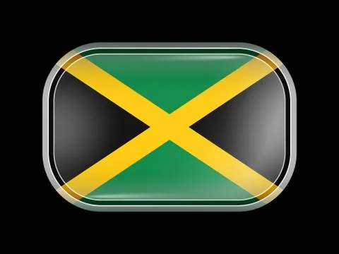 Flag of Jamaica. Rectangular Shape with Rounded Corners Stock Illustration