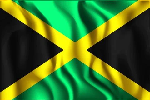 Flag of Jamaica. Rectangular Shaped Icon Stock Illustration