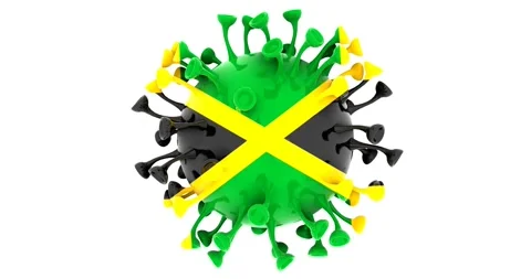 Flag of Jamaica on Seamless looping 3D animation of the covid-19 Corona Virus Stock Footage 166462889