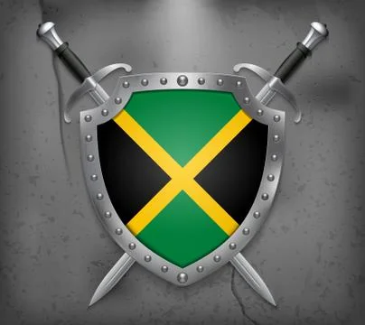Flag of Jamaica. Vector Medieval Background Stock Illustration