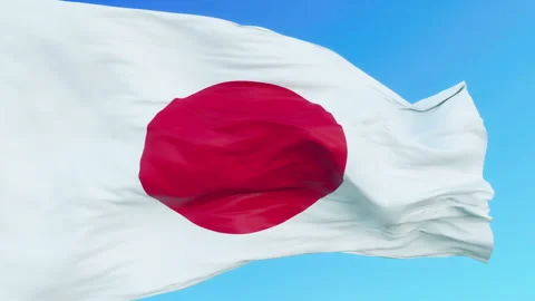 Flag Japan on Blue Sky Stock Footage 248128349