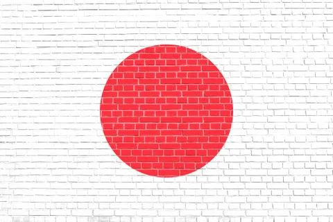 Flag of Japan on brick wall texture background Stock Photos