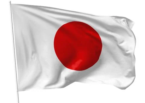 Flag of japan on flagpole Stock Illustration