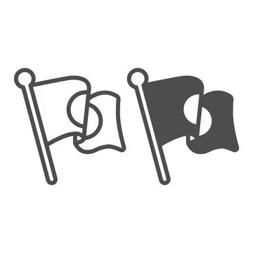 Flag of Japan line and solid icon, asian culture concept, waving flag vector Stockillustratie