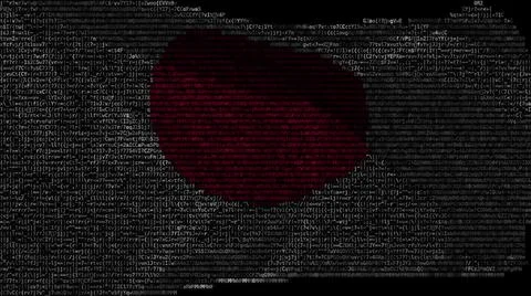 Flag of Japan made of computer code, 3d rendering Stock Illustration