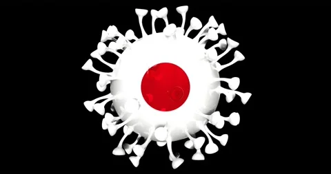 Flag of Japan on Seamless looping 3D animation of the covid-19 Corona Virus Video stock 166462937