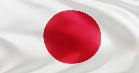 Flag of Japan, Seamless looping animation fluttering in the wind Stock Footage 172494966